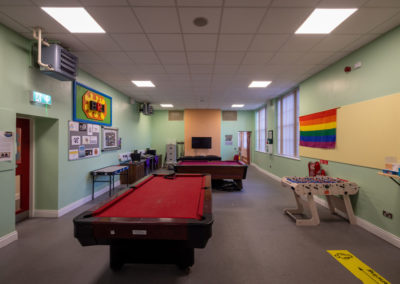 Youth Club Dublin Room for relaxing socialising computers Bru Youth Services Dublin pool table